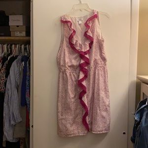 Ann Taylor LOFT hit pink ruffle dress